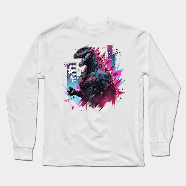 godzilla Long Sleeve T-Shirt by piratesnow